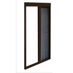 Zanzariera marrone come telaio fisso per finestre o porte.