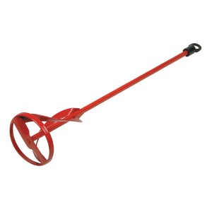 Agitatore per malta t.b.t. rosso per trapano, utensile per muratori e piastrellisti.