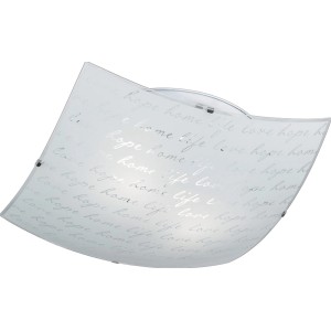 Plafoniera moderna con scritte, ideale come lampada da soffitto per ambienti domestici.