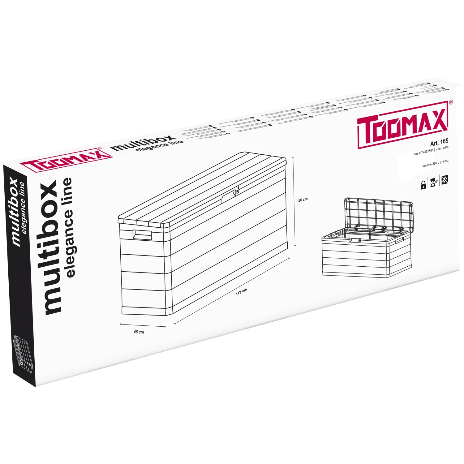 Imballaggio della t.b.t. Multibox Elegance Line per mobili da balcone con dimensioni.