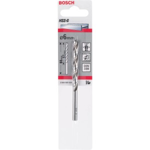 Punta da trapano per metallo Bosch Pro HSS-G, 6mm, per forature precise in acciaio e metallo.