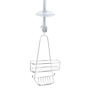 Cestello doccia cromato da appendere a un'asta doccia, accessorio bagno.