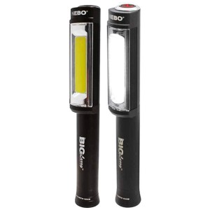 Due luci da lavoro NEBO t.b.t. Torce, una con luce gialla, una con luce bianca.