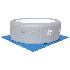Set di piastrelle blu Flowclear per la protezione del fondo piscina (9 pezzi) sotto una vasca idromassaggio Lay-Z-Spa.