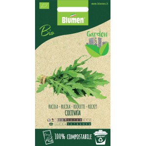 Sementi di rucola 'Coltivata' di Blumen, semina biologica per erbe aromatiche.
