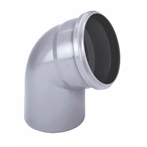 Curva HT grigia a 90 gradi per installazioni di acque reflue.