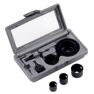 Set di seghe a tazza Bosch, 11 pezzi in valigetta. Seghe a tazza di varie dimensioni e accessori.