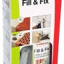 Fischer Fill & Fix tassello liquido in confezione, adatto per riparazioni e fissaggi.