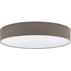 Moderna plafoniera Eglo Pasteri, 5 luci, paralume in tessuto bianco-tortora.