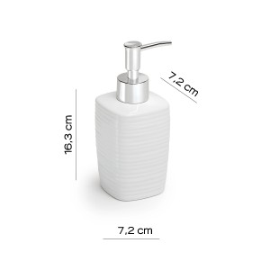 Dispenser sapone t.b.t. bianco in ceramica con erogatore argento.
