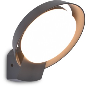 Moderna lampada da parete per esterni a LED Lutec Polo rotonda in antracite. Elegante lampada da parete per esterni.
