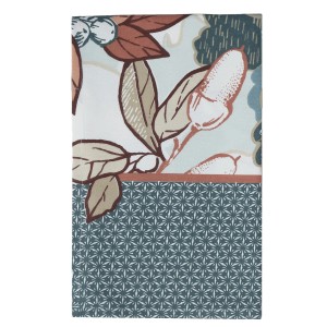 Tovaglia t.b.t. con motivo floreale e geometrico.