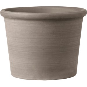 Vaso per piante cilindrico Primitivo Deroma color grafite Ø 28 cm in terracotta per il giardino.