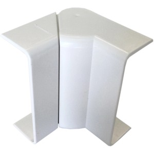 Angolo bianco t.b.t. per cavi in ambienti umidi, vista dettagliata.