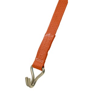 Cinghia di ancoraggio arancione LUX con ganci a doppia punta, larghezza 50 mm e lunghezza 8 m.