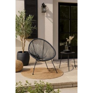 Poltrona in acciaio e simil rattan Scooby 72x77x83 cm grigia