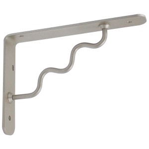 Mensola a muro argentata con design curvo per mensole.