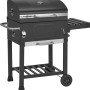 Barbecue a carbone Jamestown Jaxon grigio scuro con termometro, ripiano e ruote. Per giardino e balcone.