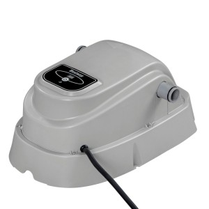 Riscaldatore piscina Bestway, grigio, compatto, con display digitale e attacchi per sistemi piscina.