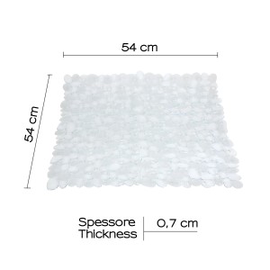 Tappetino doccia trasparente effetto ciottoli, 54x54cm, per una presa sicura nella doccia.