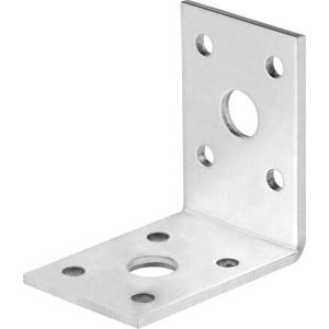 Staffa angolare zincata, 50x50x35 mm, con fori per costruzioni in legno, 20 pezzi.