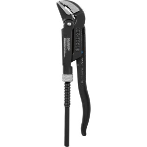 Chiave a gomito LUX-TOOLS 245 mm in acciaio al cromo-vanadio. Pinza nera regolabile con testa angolata per tubi.