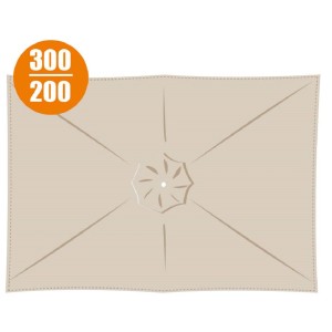 Ombrellone a braccio t.b.t., rettangolare, beige, dall'alto.