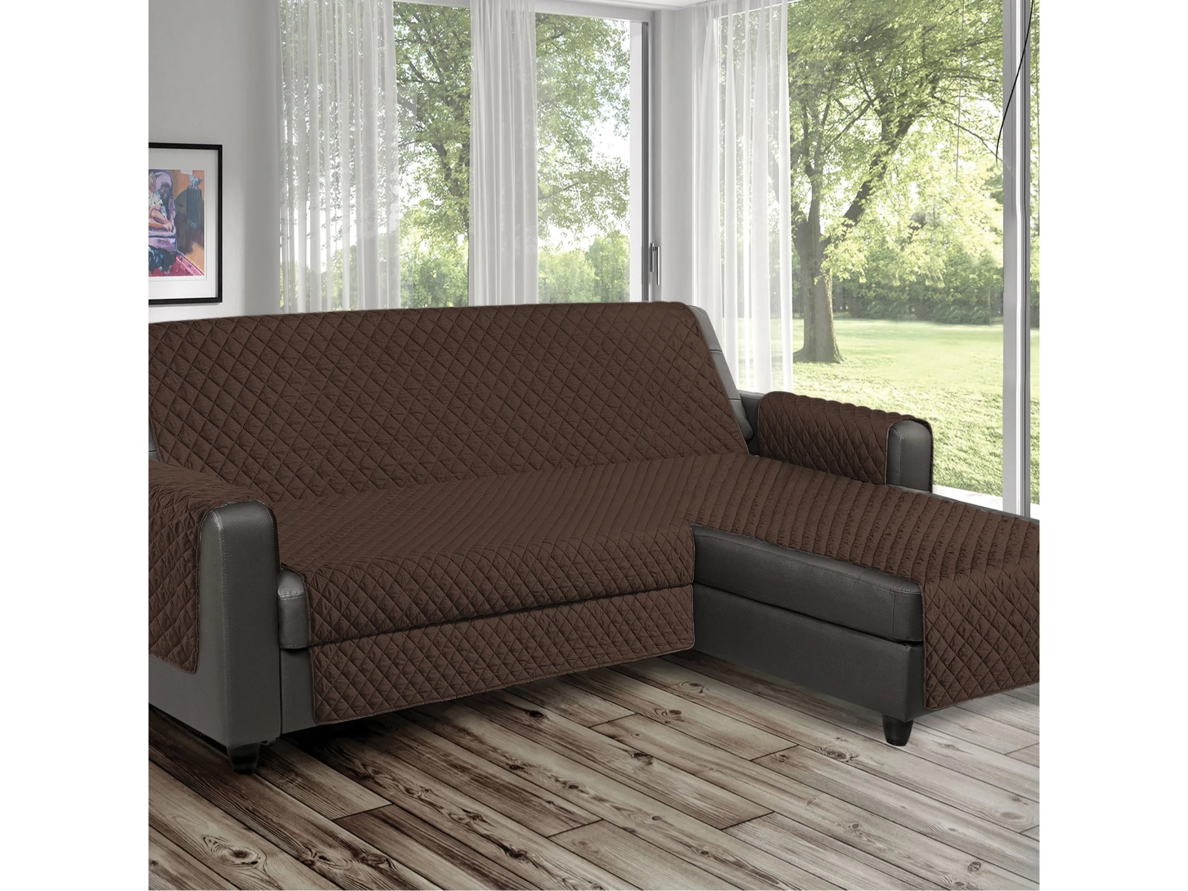 Sofa Decor Best Copridivano Trapuntato Con Penisola 190 Cm - Reversibile E Impermeabile - Colore Marrone - 3