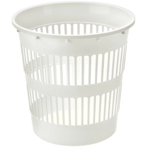 Cestino per la carta t.b.t. bianco in plastica con design aperto per ufficio o casa.