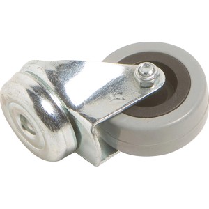 Rotella girevole per apparecchi, Ø 50 mm, portata 45 kg, con foro posteriore e cuscinetto a strisciamento.