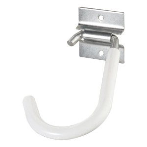 Gancio per bici zincato per montaggio a parete, con rivestimento bianco.