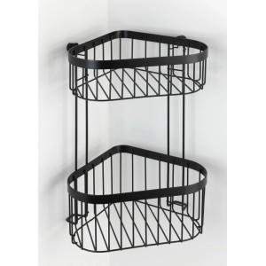 Mensola angolare nera a 2 ripiani Wenko Classic Plus in acciaio per bagno e casa.