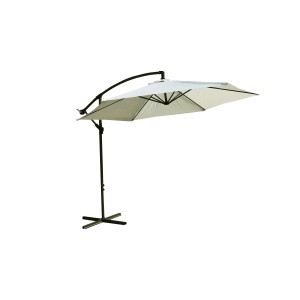 Ombrellone a braccio t.b.t. con telo chiaro e struttura scura.