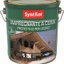 Secchio di impregnante per legno verde scuro con stampa.