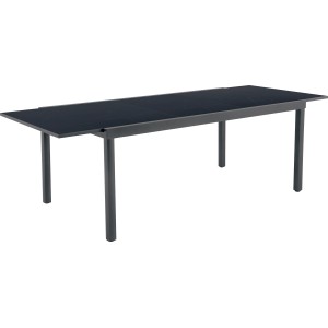 Tavolo da giardino Harris rettangolare allungabile nero con struttura in alluminio.