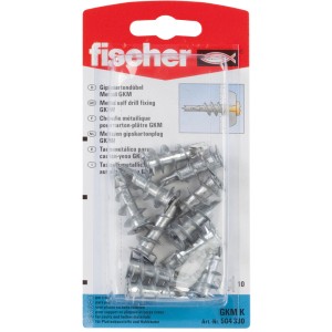 Fischer tasselli per cartongesso GKM K (10 pz) in metallo, autoforanti per alta capacità di carico.