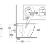 Disegno tecnico: WC filo muro t.b.t. con misure per l'installazione.