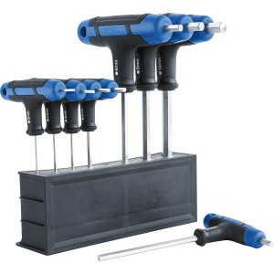 Set di chiavi a brugola LUX-TOOLS da 8 pezzi con manico a T nel supporto.