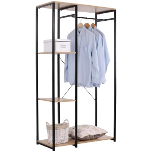 Porta abiti 3 ripiani Hamilton metallo nero legno truc 90x40x166,8 cm