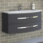 Mobile bagno grigio con lavabo e due cassetti, categoria: Arredo bagno.