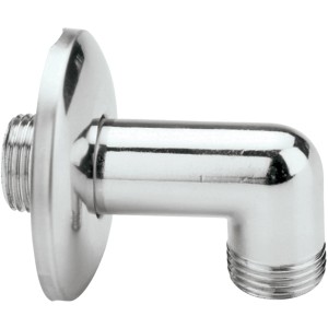 Raccordo a gomito cromato per accessori doccia, per montaggio a parete.