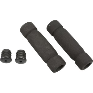 Manopole per bici nere e tappi per manubrio per comfort e presa sicura.