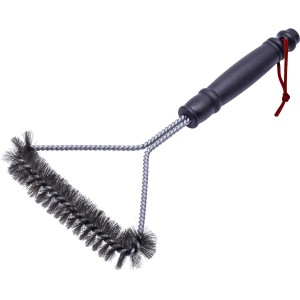 Spazzola per griglia dritta con setole robuste e manico nero. Ideale per pulire le griglie.