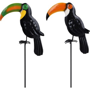 Decorazione da giardino tucano, 70cm, colori assortiti, decorazione in metallo per aiuole e balconi.