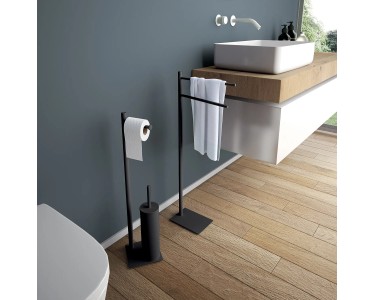 Relaxdays Piantana Portasciugamani, 79 X 45 X 20 Cm Supporto Porta Asciugamani Con 3 Aste Acciaio E Vetro Opalino Nero 85168196