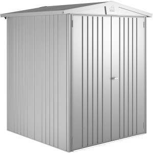 Casetta da giardino in metallo Biohort Europa, argento metallizzato, 2,4 m², con doppia porta. Casette da giardino per esterni.