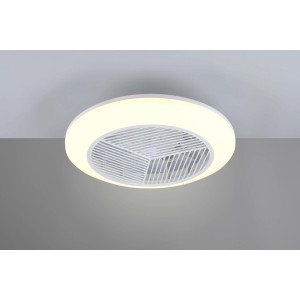Plafoniera LED bianca con ventilatore. Lampada da soffitto rotonda t.b.t.