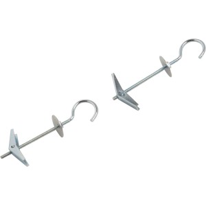 Set di 2 tasselli a molla LUX con gancio, 3x100mm, per pareti e soffitti cavi.