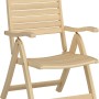 Sedia pieghevole Canston in legno regolabile con braccioli, finitura naturale per il giardino.