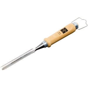 Scalpello per legno LUX Comfort 12 mm con manico in legno chiaro e lama in acciaio al cromo vanadio.